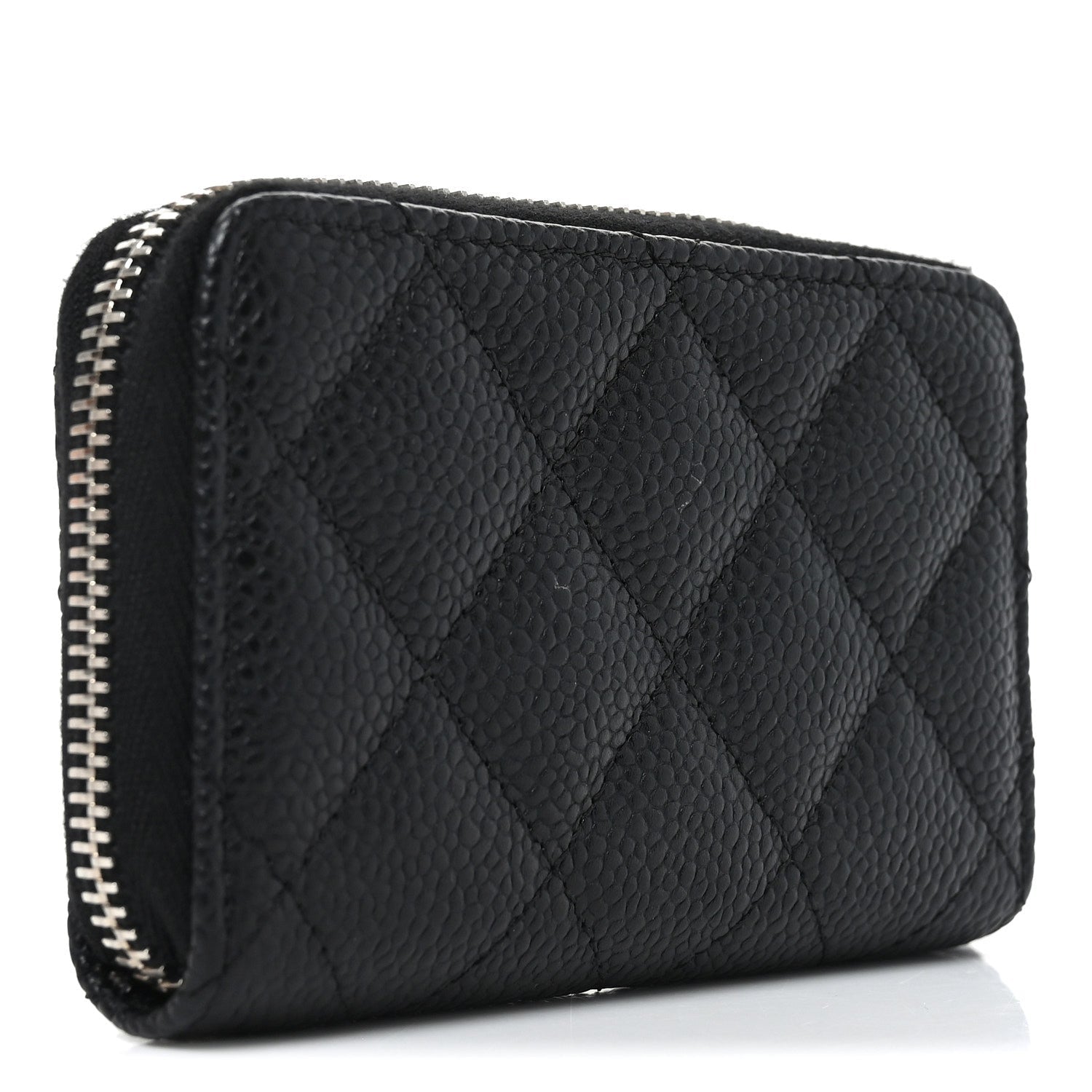 Caviar Quilted Zip Coin Purse Black