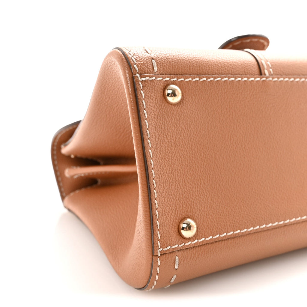 Grained Rodeo Calfskin Surpique Mini Brillant Satchel Vegetal Ivory