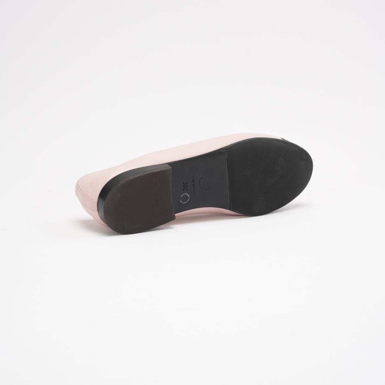 Chanel Pink / Black Quilted Leather CC Ballet Flats Size 38