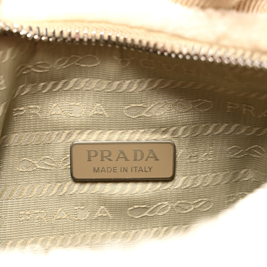 Shearling Mini Re-Edition 2000 Bag Ecru