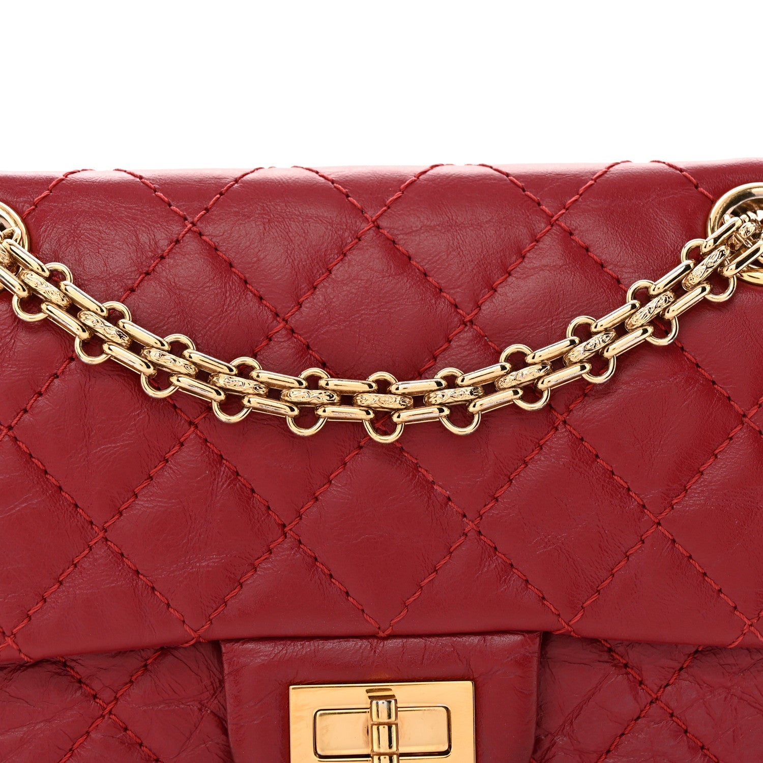 Aged Calfskin Quilted 2.55 Reissue Mini Flap Red
