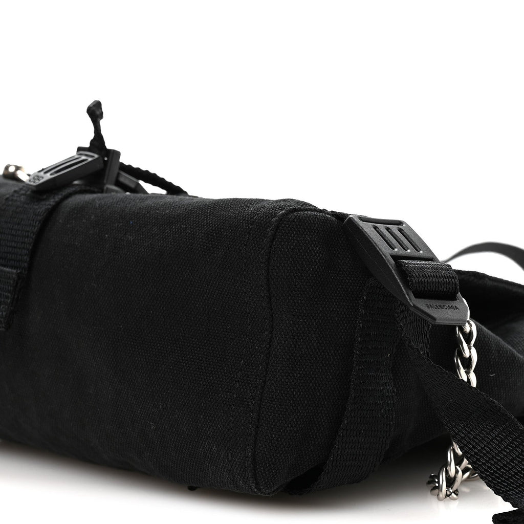 Canvas Pierced Army Messenger Bag Black