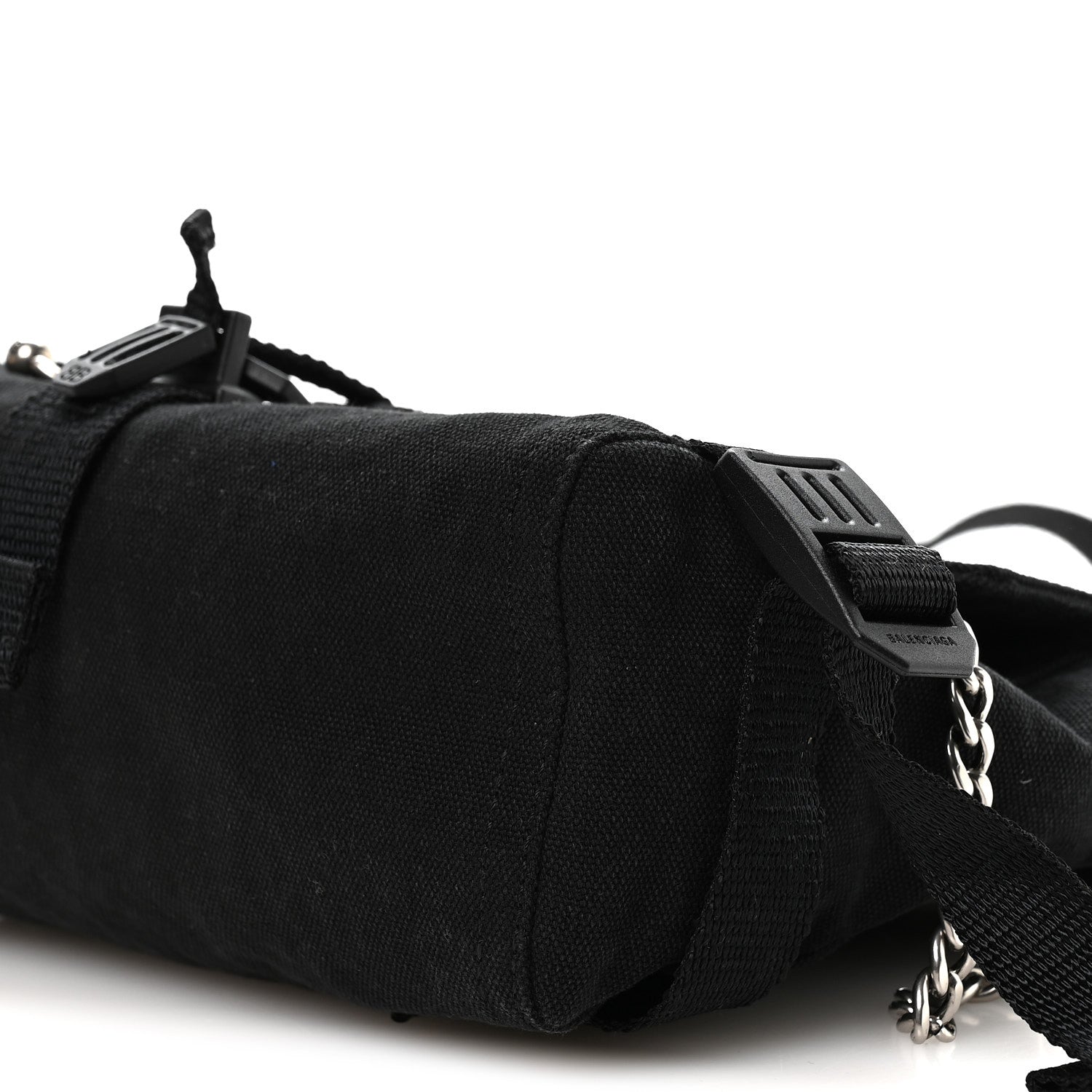 Canvas Pierced Army Messenger Bag Black