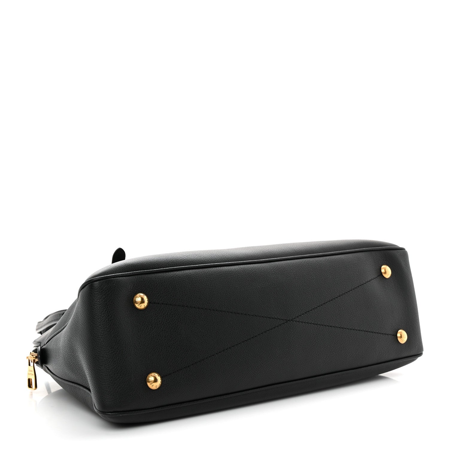 Grained Calfskin Low Key Duffle Tote Black