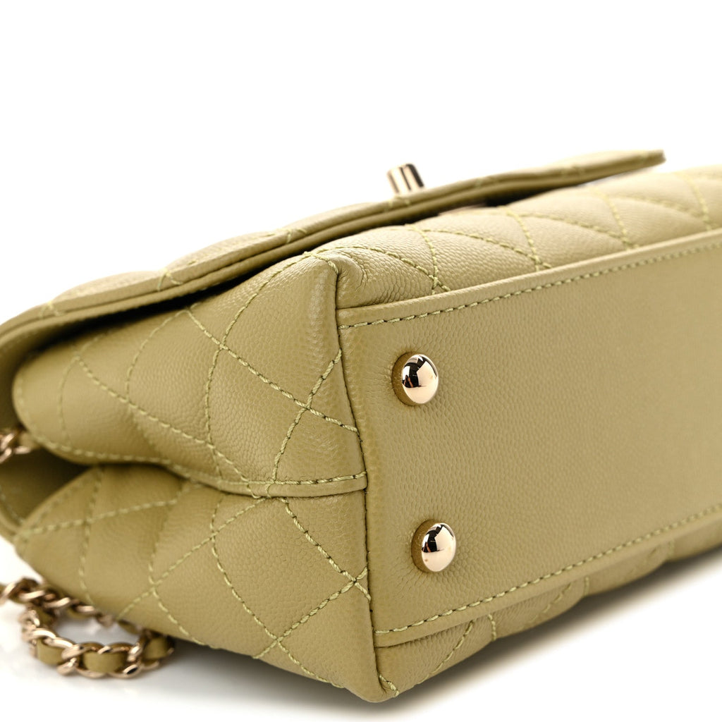 Caviar Quilted Extra Mini Coco Handle Flap Light Green