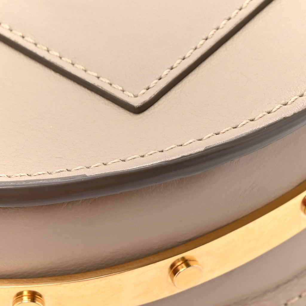 Calfskin Lambskin Quilted Studded Nile Bracelet Minaudiere Bag Pastel Grey