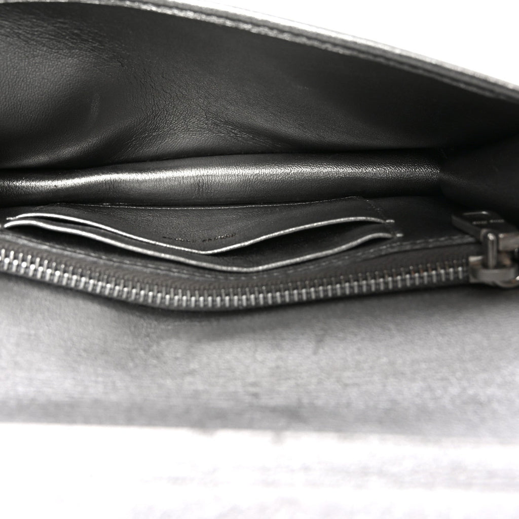 Metallic Nappa Matelasse Chain Crossbody Silver