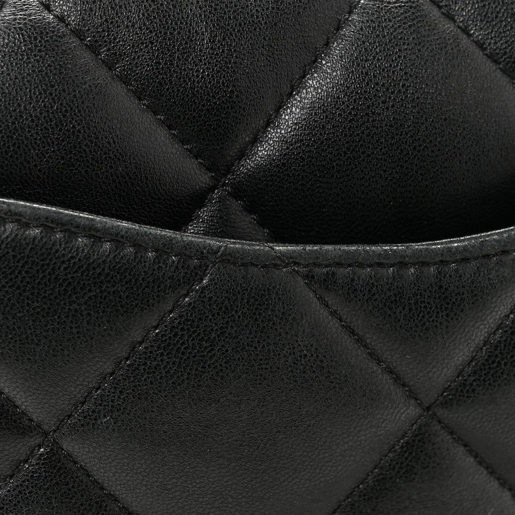 Lambskin Plexiglass Quilted Coco Love Flap Black
