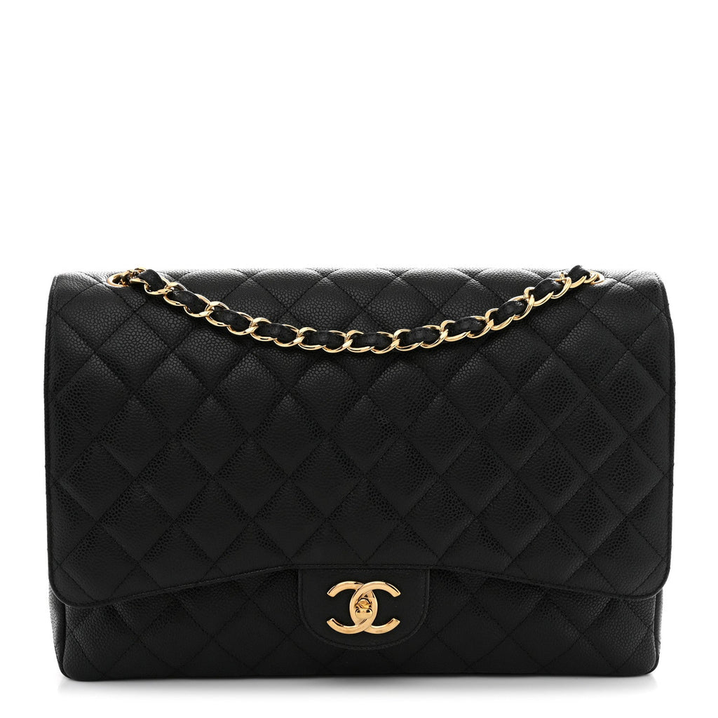 Caviar Quilted Maxi Double Flap Black