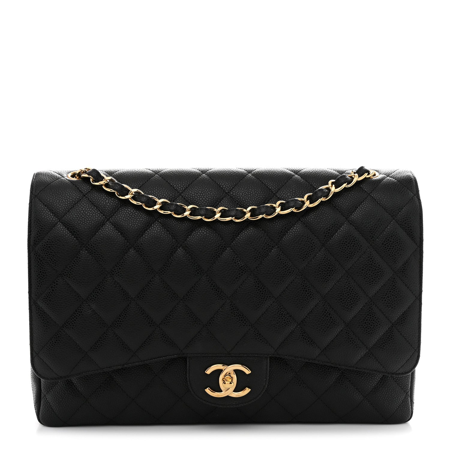 Caviar Quilted Maxi Double Flap Black