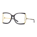 Gucci Eyeglasses Butterfly Full Rim, Black/Gold Frame and Clear Demo Lenses Lens GG0592O001