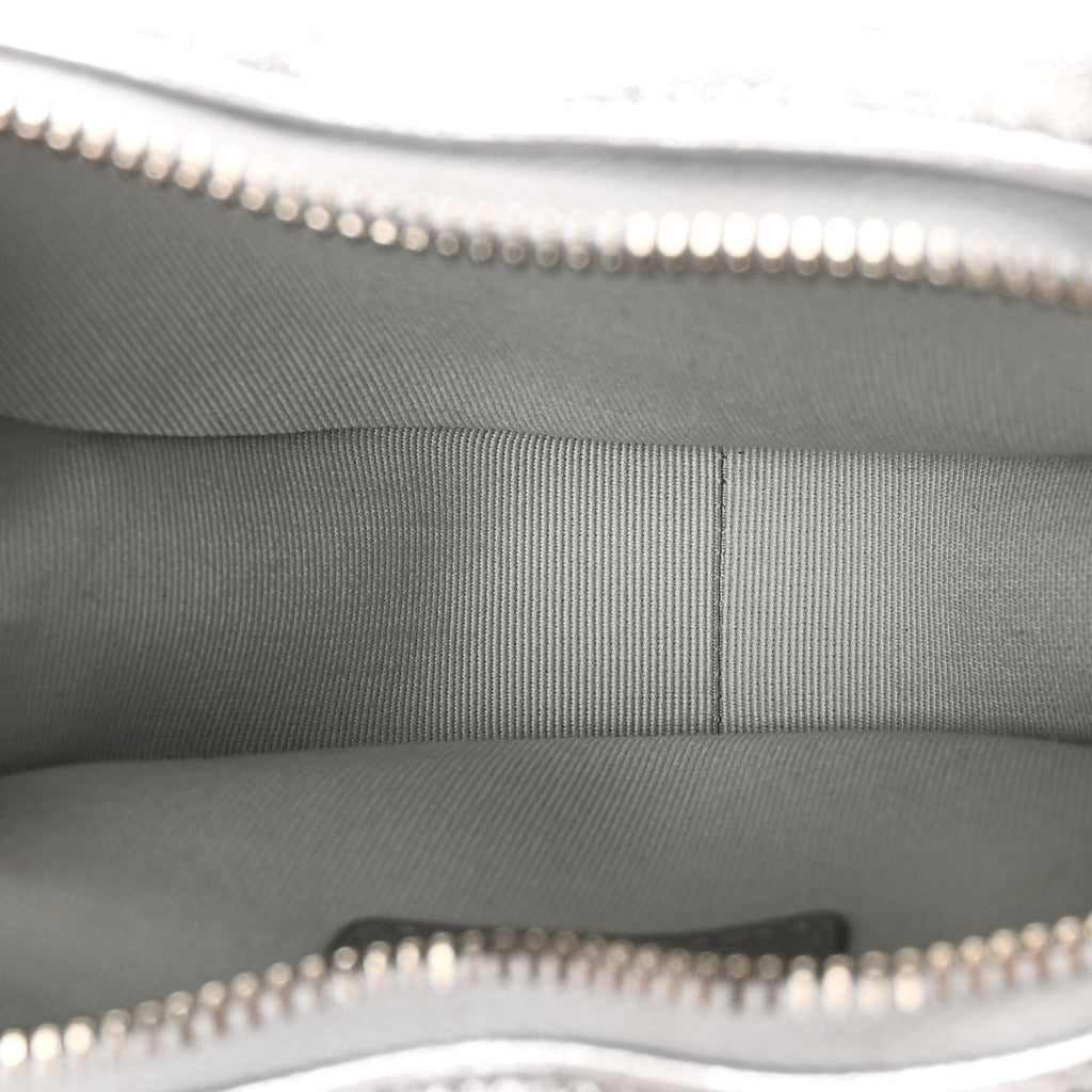 Metallic Lambskin Quilted CC In Love Heart Clutch With Chain Silver