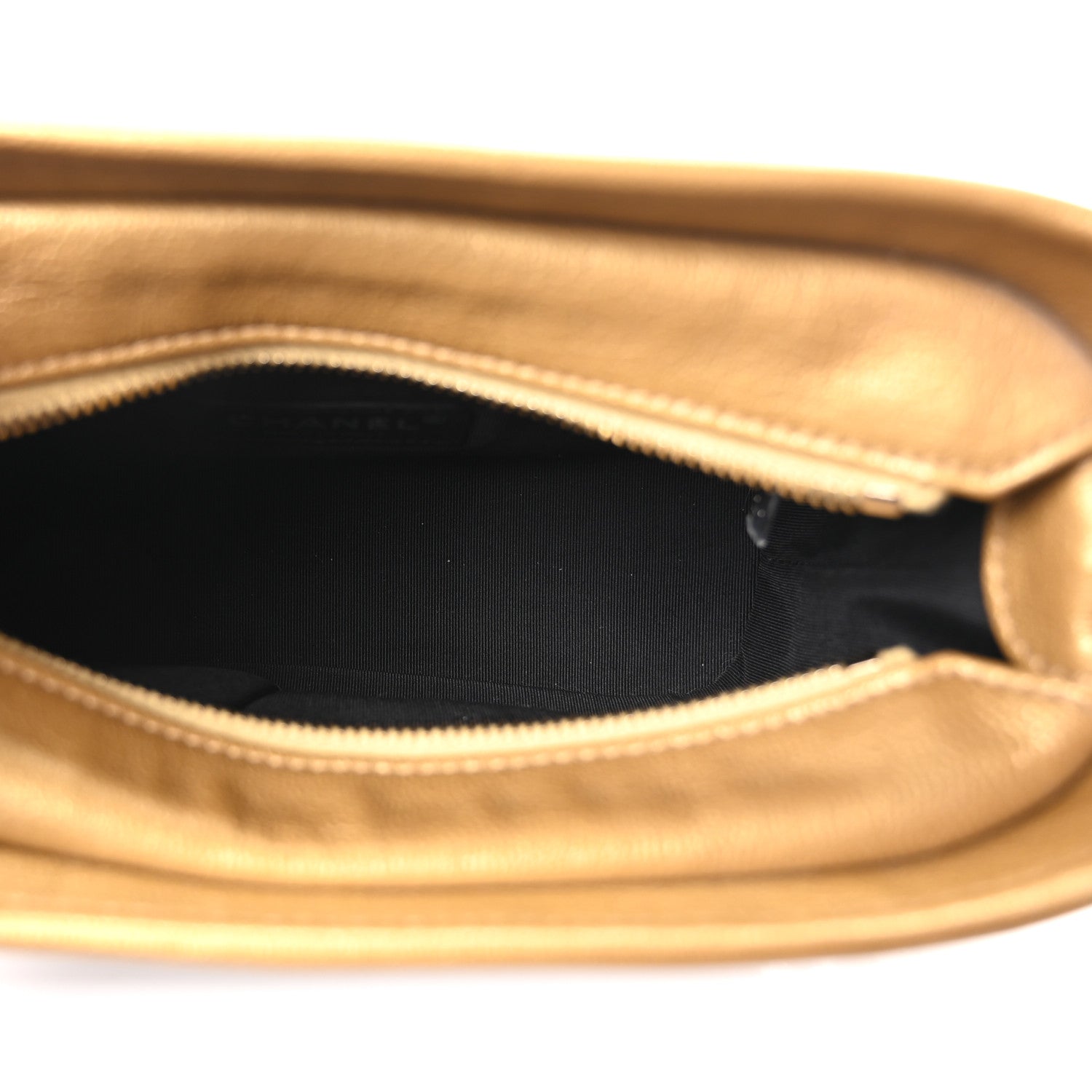 Metallic Goatskin Quilted Small Gabrielle Hobo Gold Black