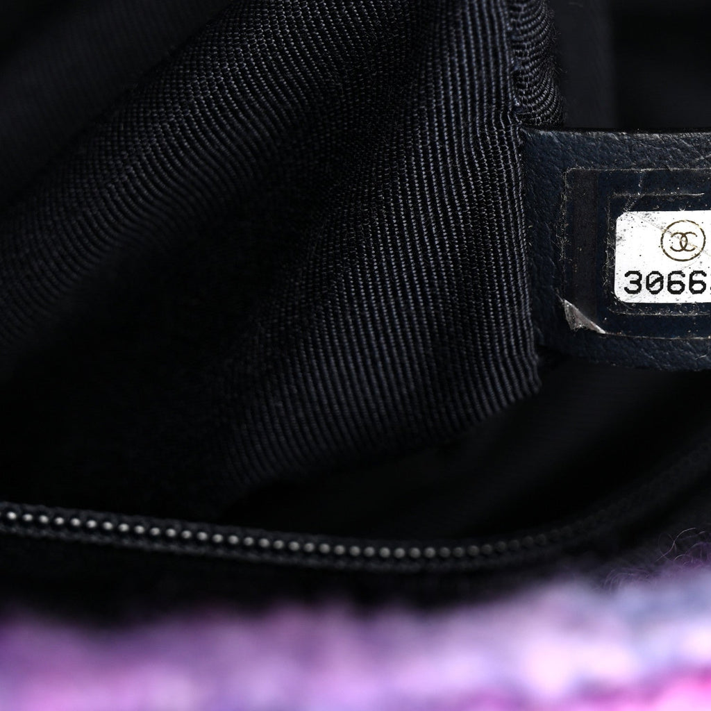 Wool Tweed CC Tote Purple Black Blue