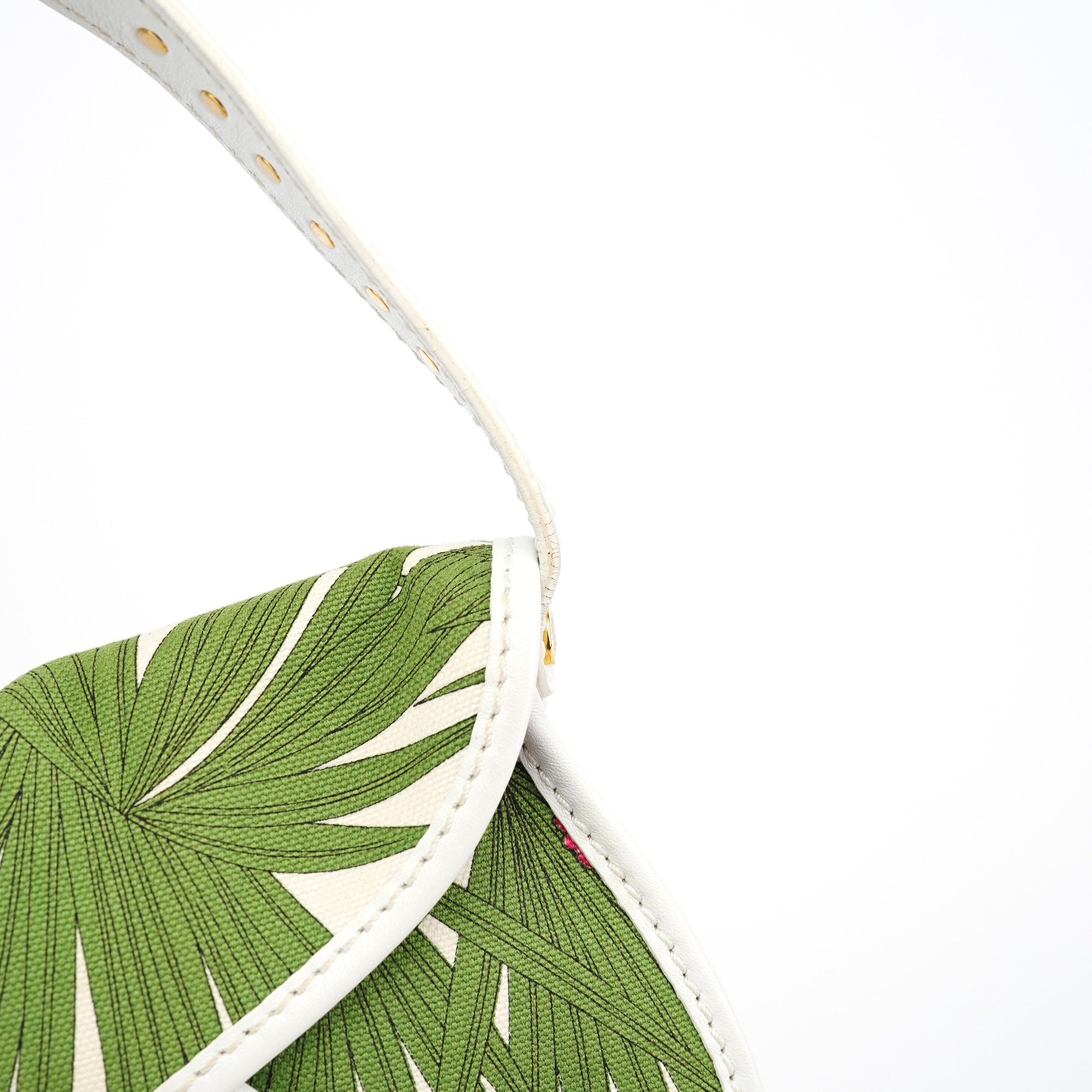 2004 White Hibiscus Print Canvas Shoulder Bag