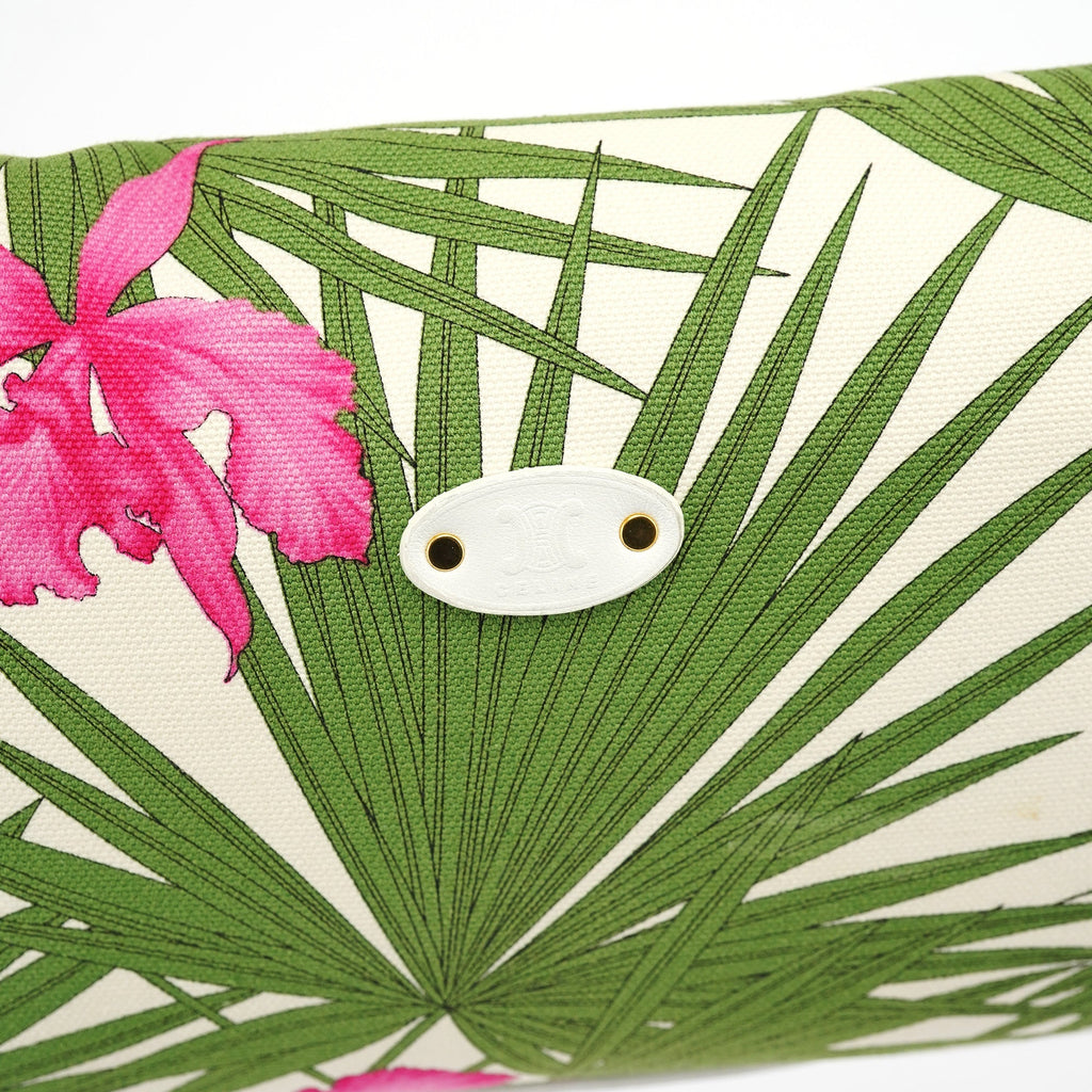 2004 White Hibiscus Print Canvas Shoulder Bag