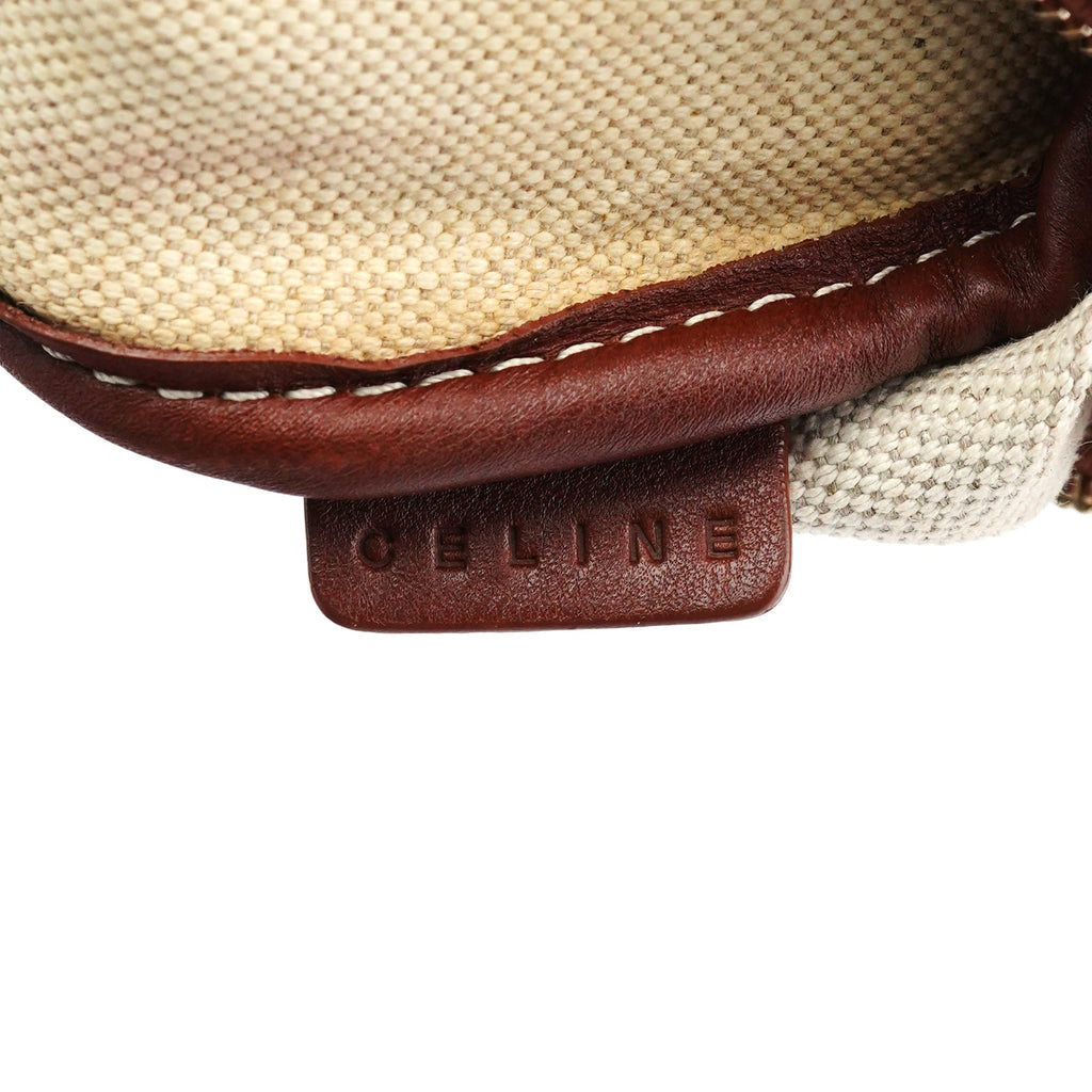 Beige Blue Coated Canvas Mini Hobo Bag