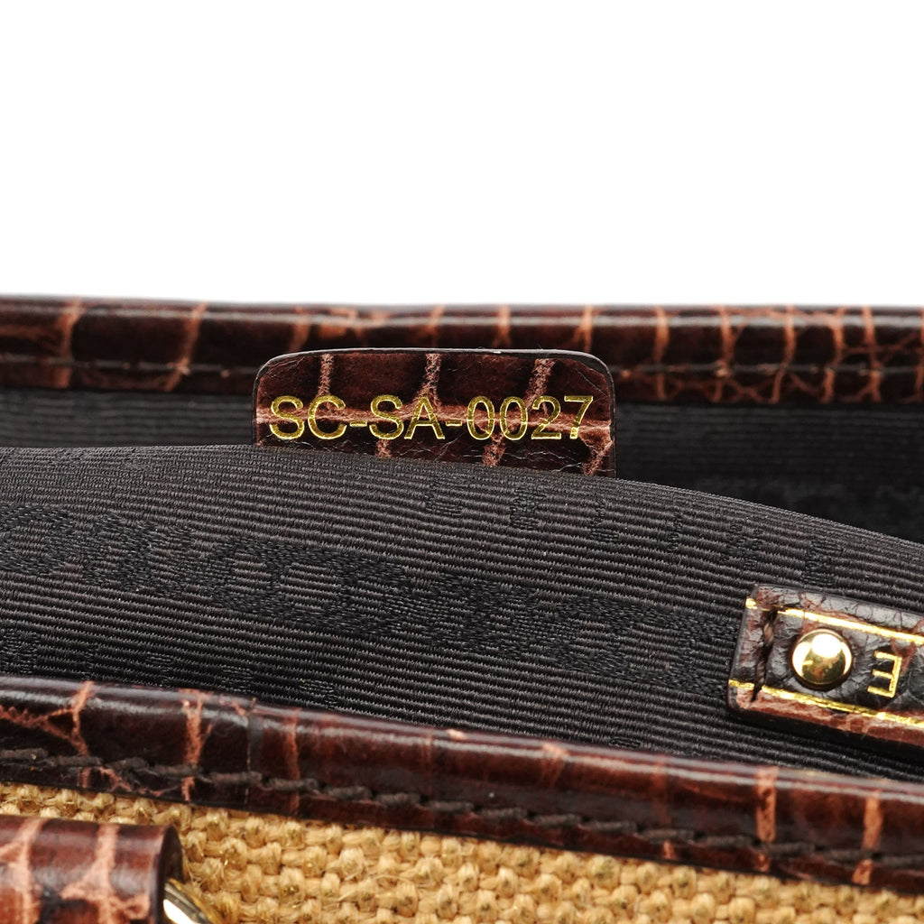 Beige Brown Burlap Leather Boogie Bag