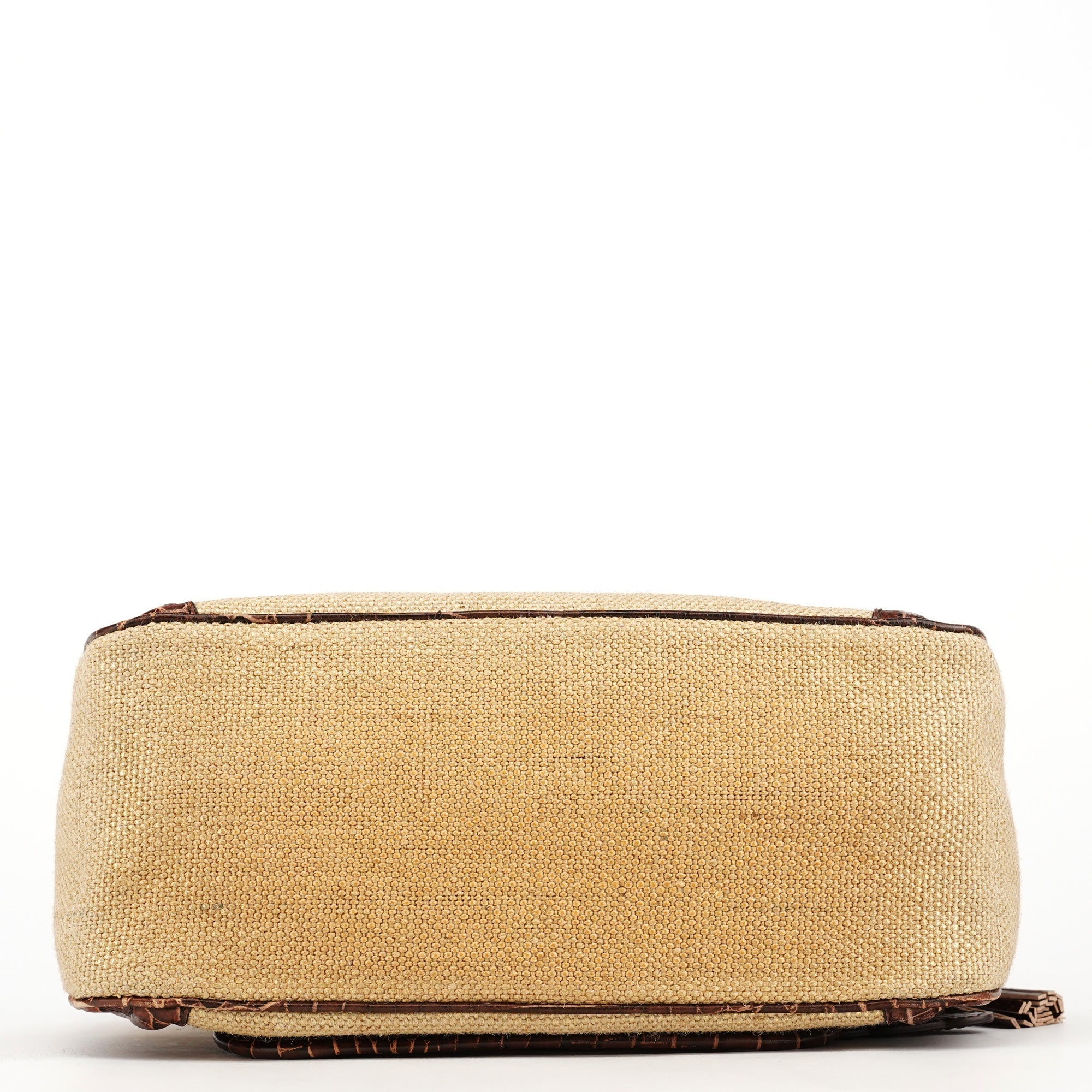Beige Brown Burlap Leather Boogie Bag