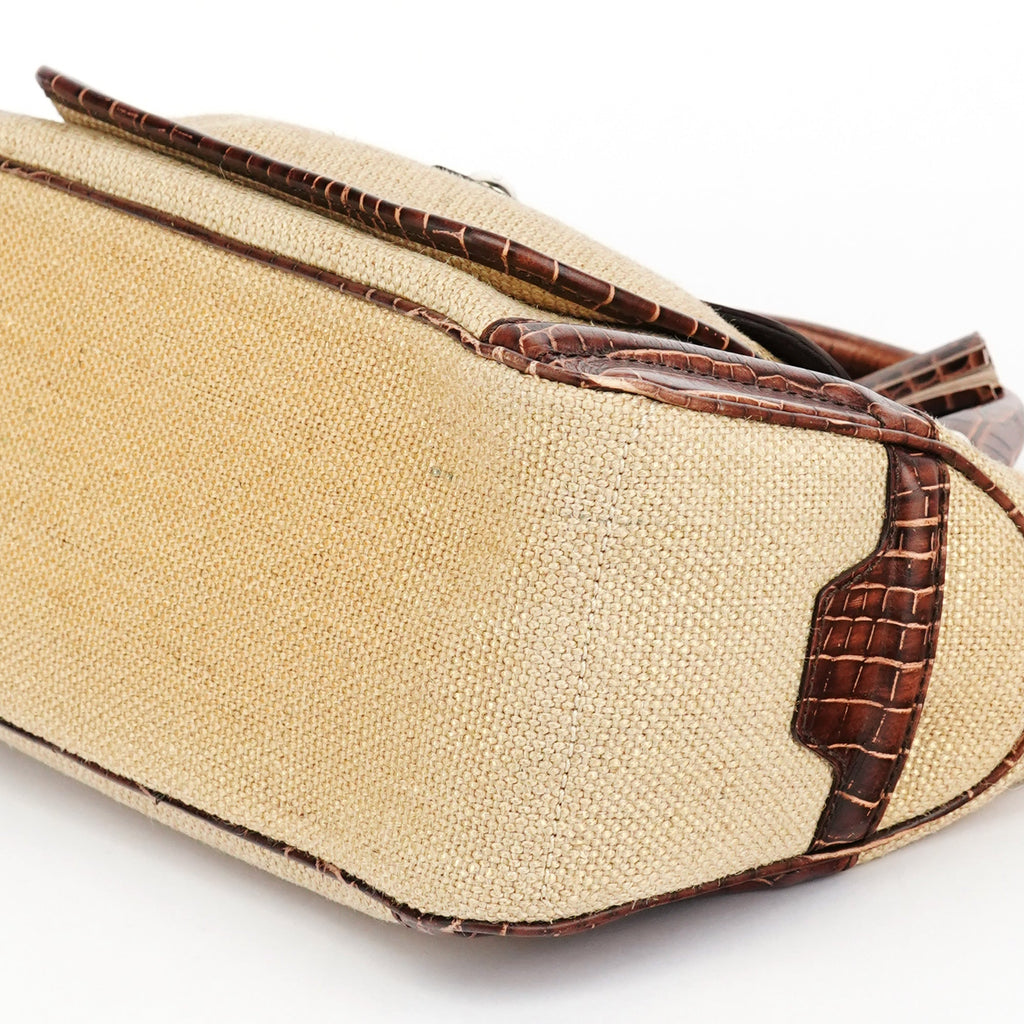 Beige Brown Burlap Leather Boogie Bag