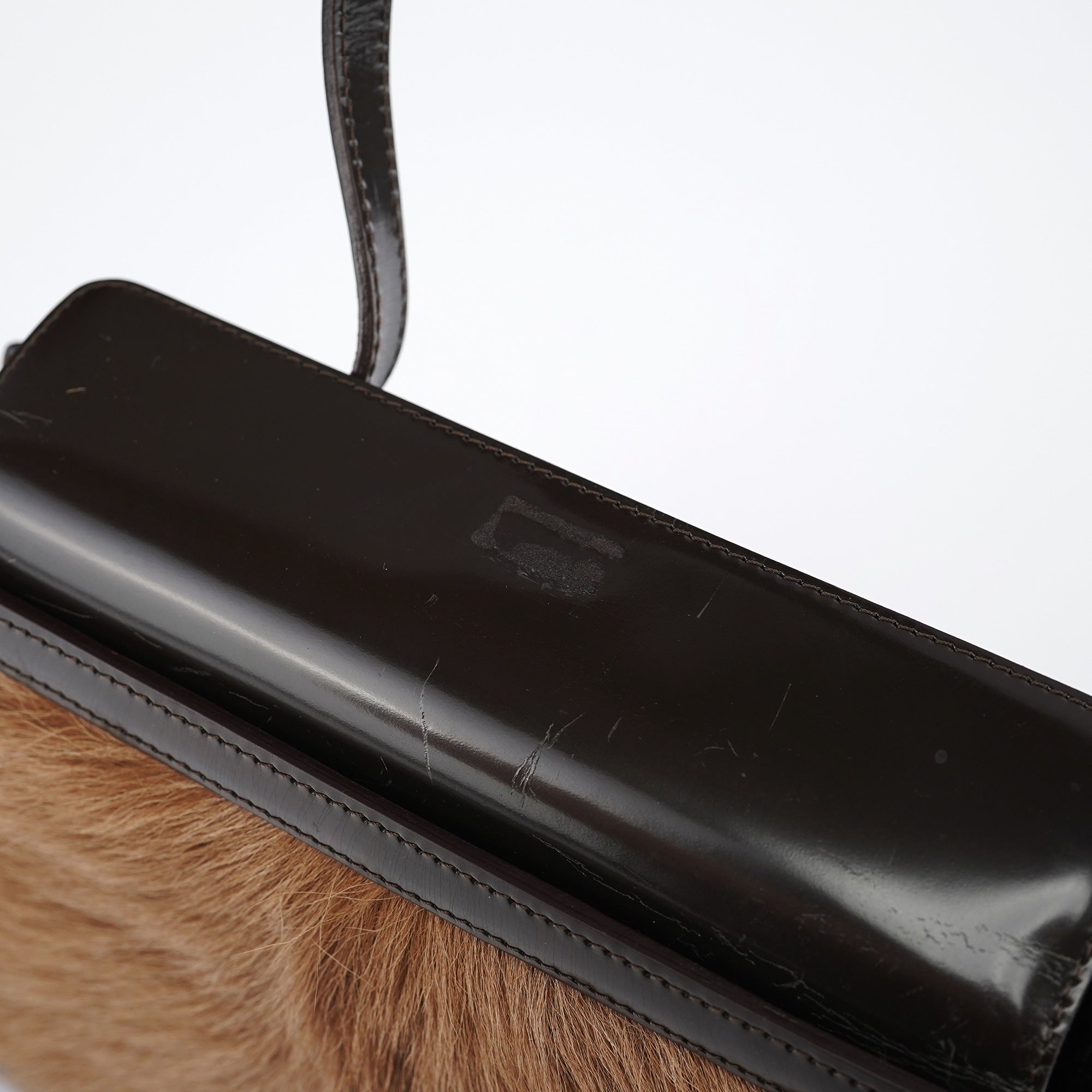 Beige Brown Fur Shoulder Bag