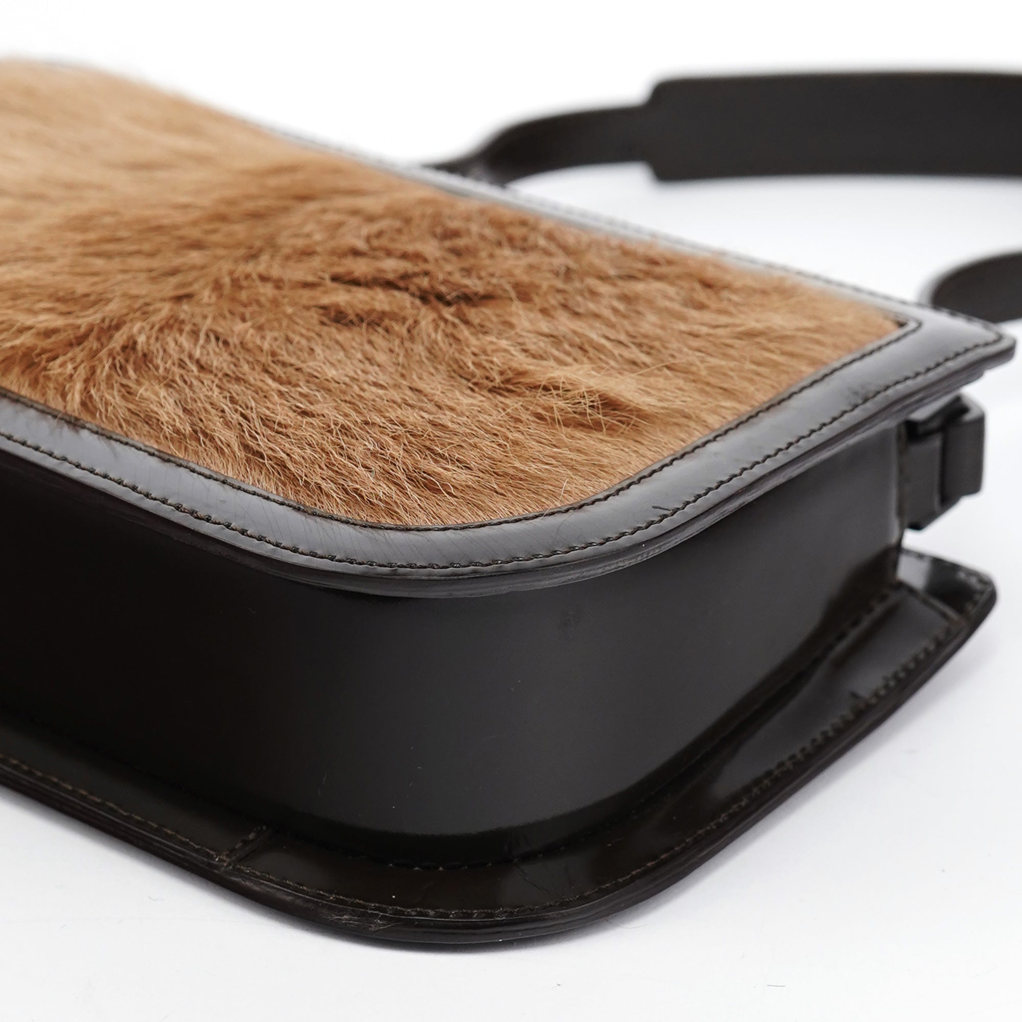 Beige Brown Fur Shoulder Bag