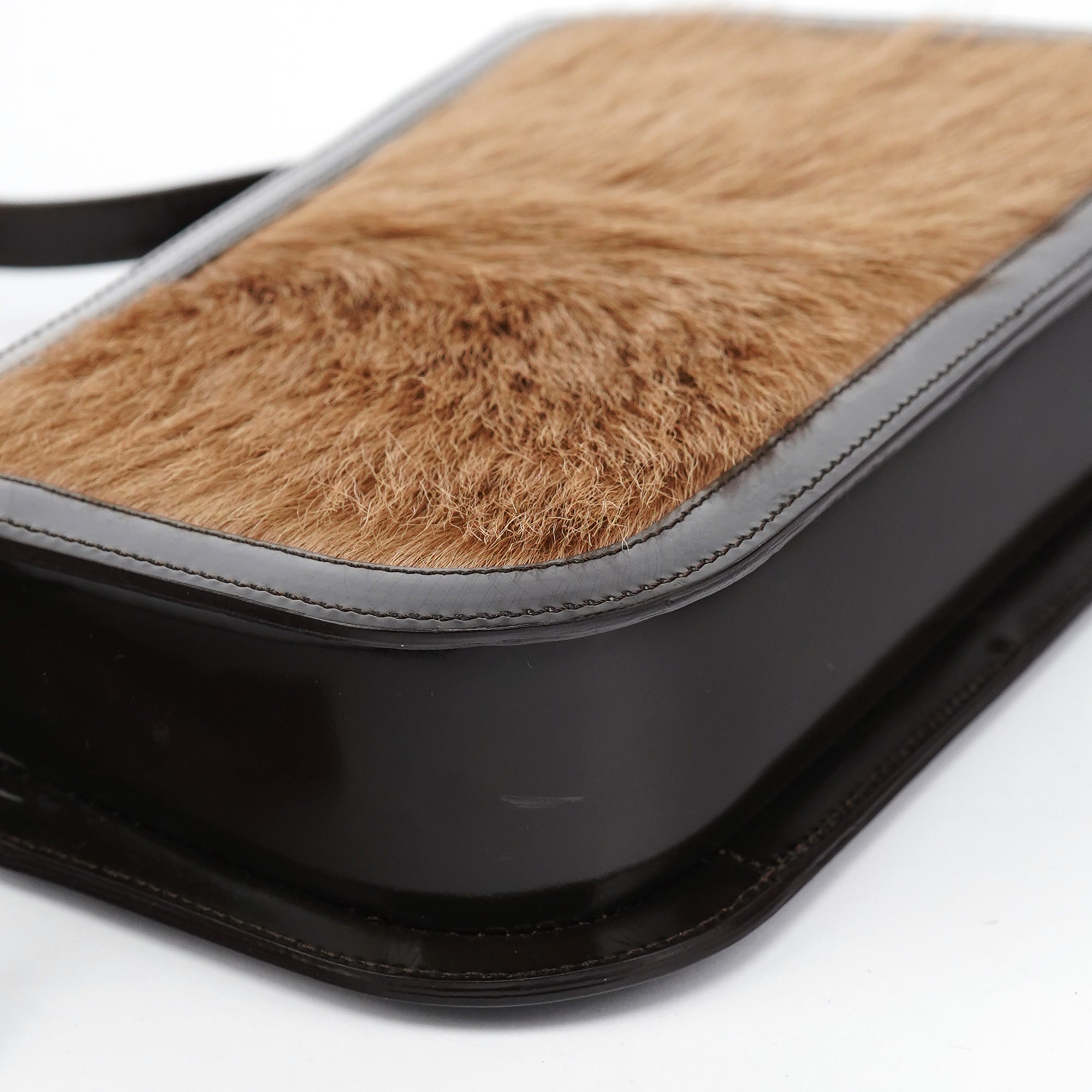 Beige Brown Fur Shoulder Bag