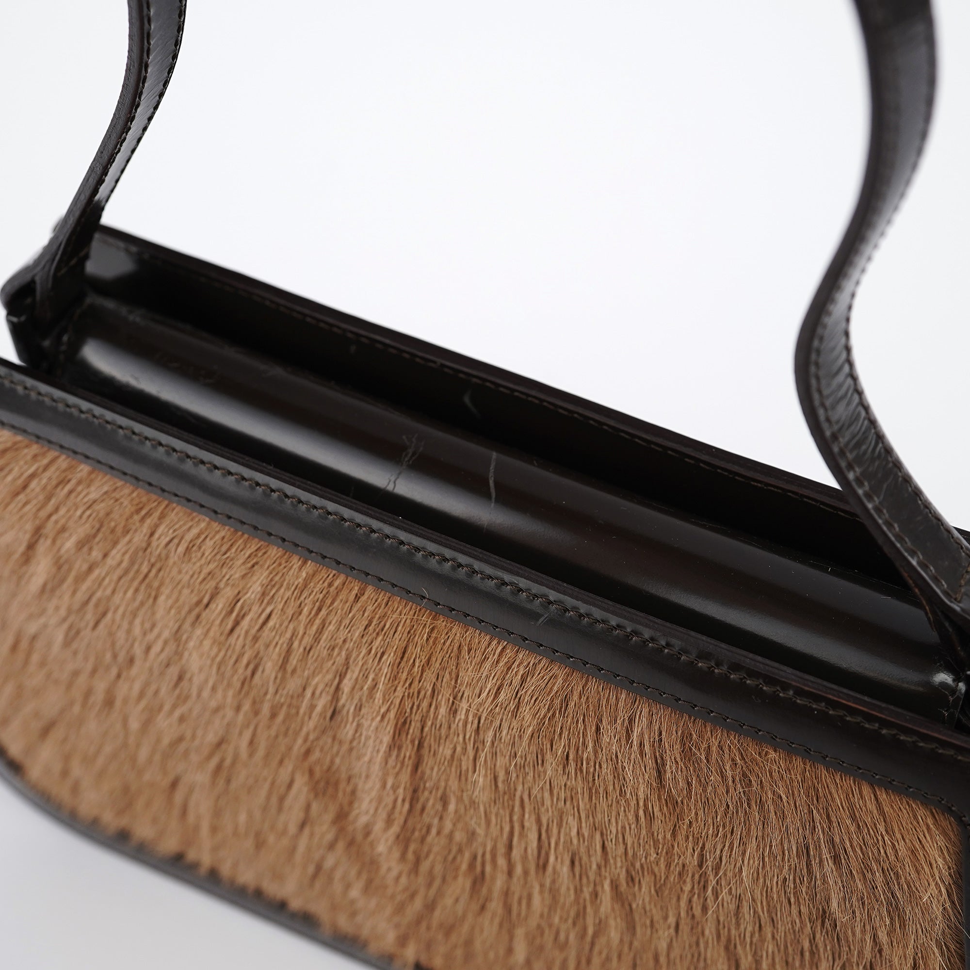 Beige Brown Fur Shoulder Bag