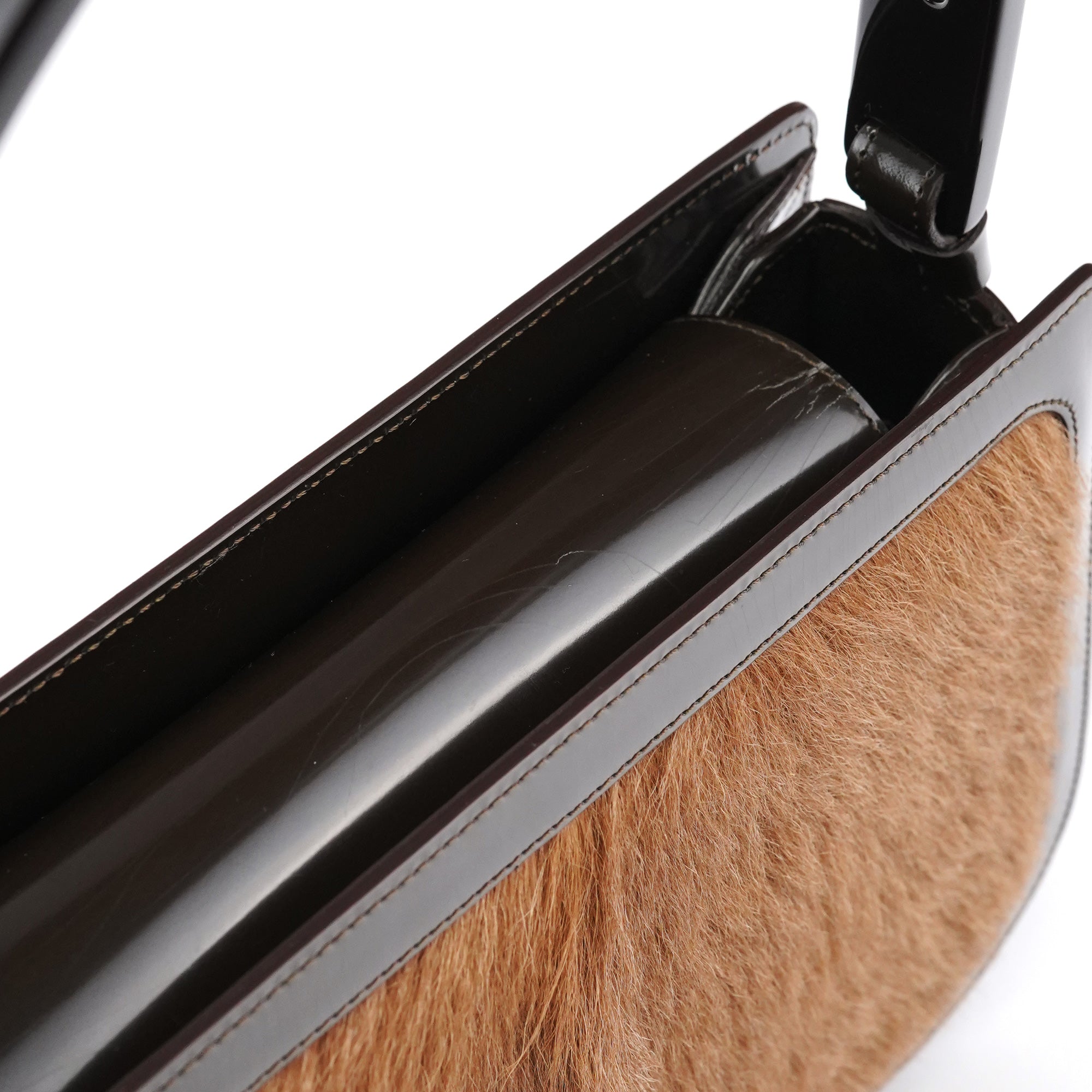 Beige Brown Fur Shoulder Bag
