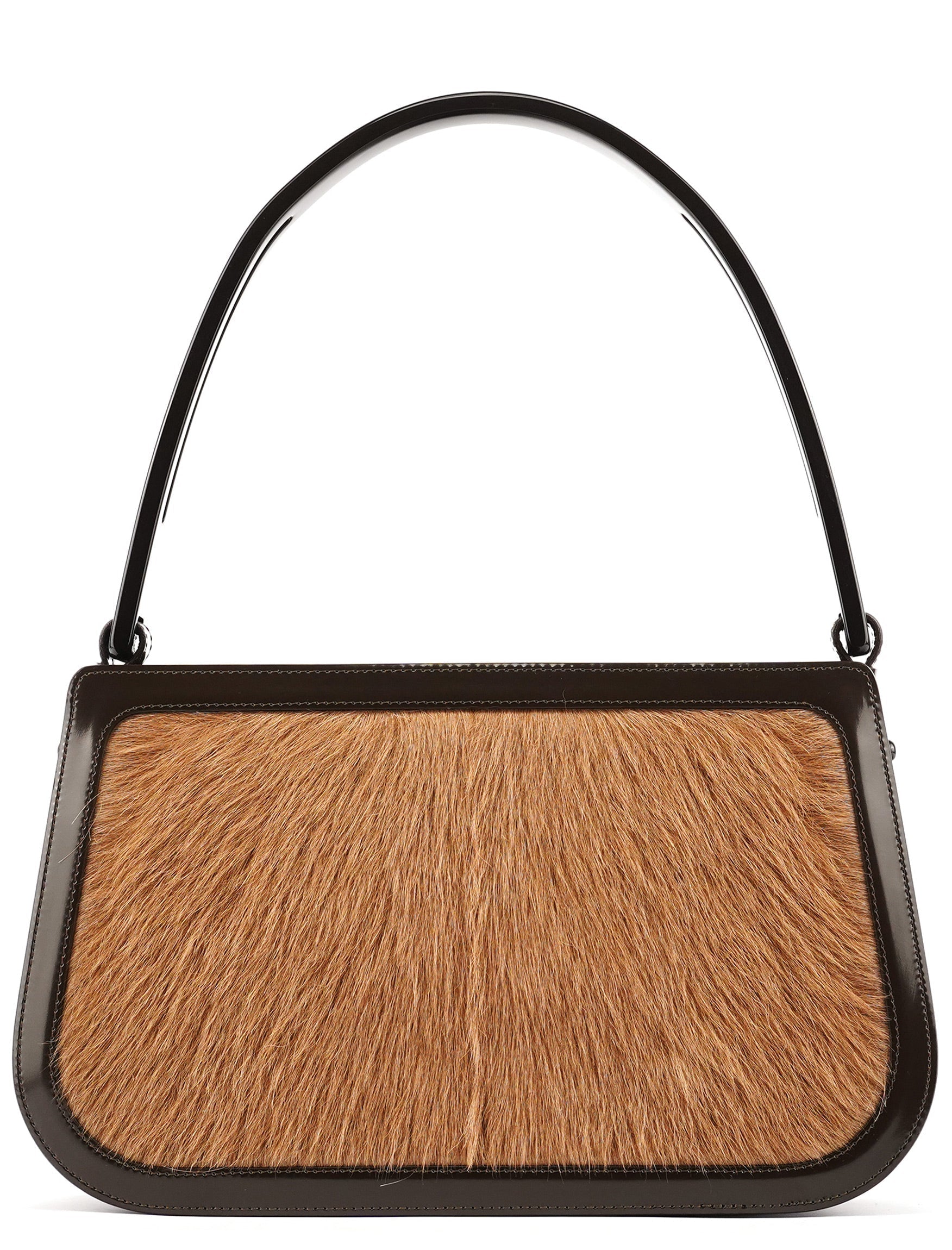 Beige Brown Fur Shoulder Bag