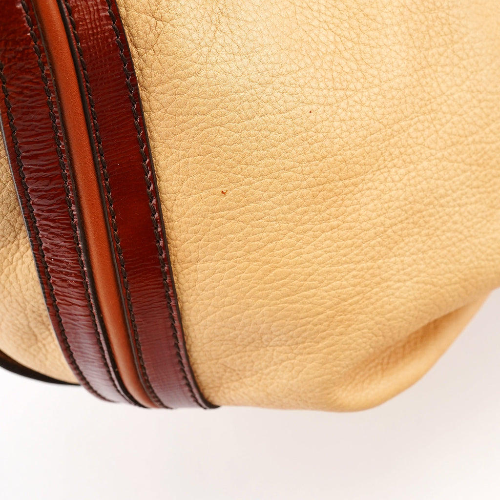 Beige Brown Leather Bittersweet Shoulder Bag