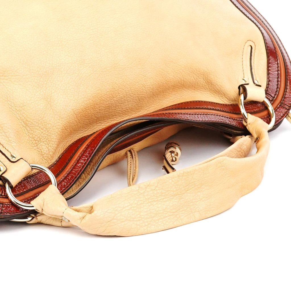 Beige Brown Leather Bittersweet Shoulder Bag