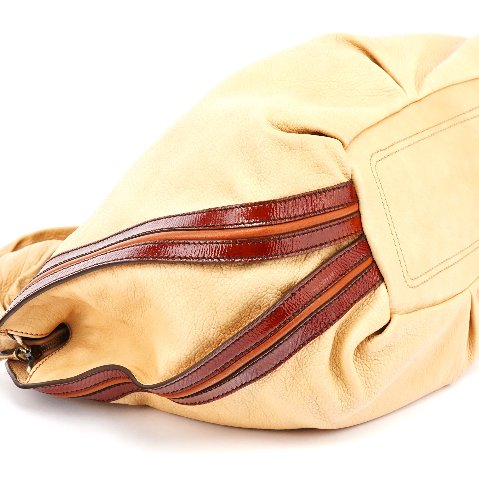 Beige Brown Leather Bittersweet Shoulder Bag