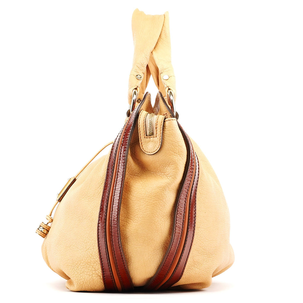 Beige Brown Leather Bittersweet Shoulder Bag