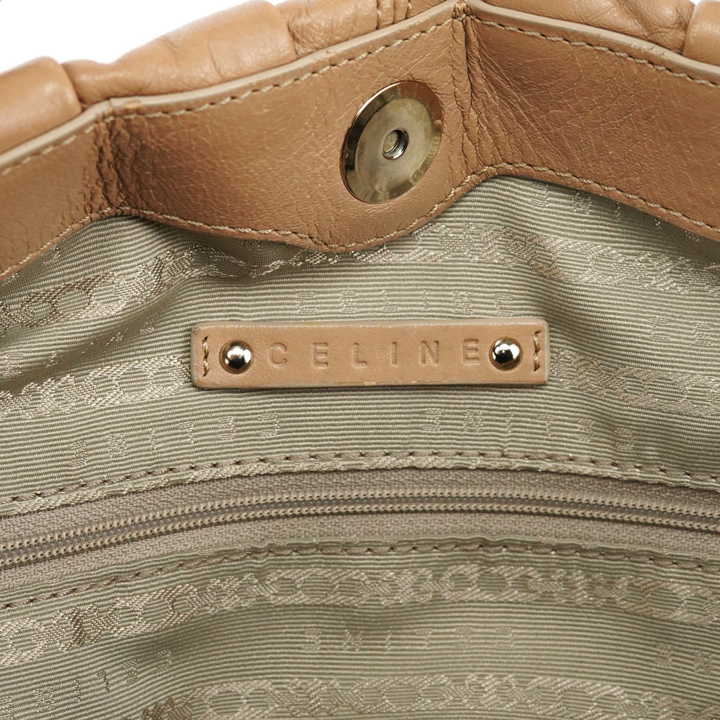 Beige Calfskin Leather Pillow 2-Way Bag