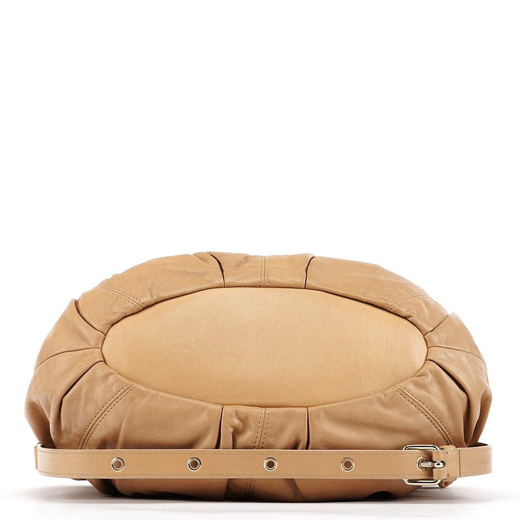 Beige Calfskin Leather Pillow 2-Way Bag