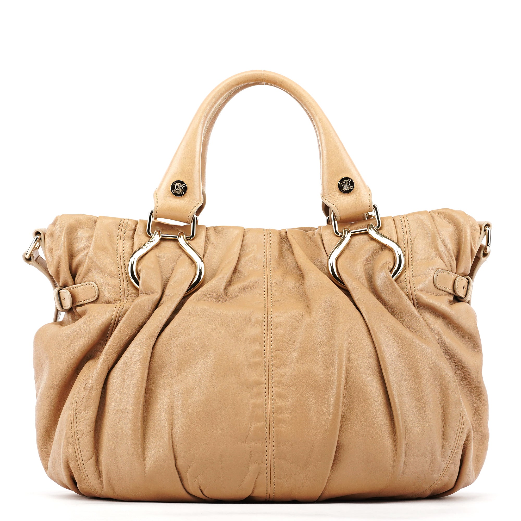 Beige Calfskin Leather Pillow 2-Way Bag