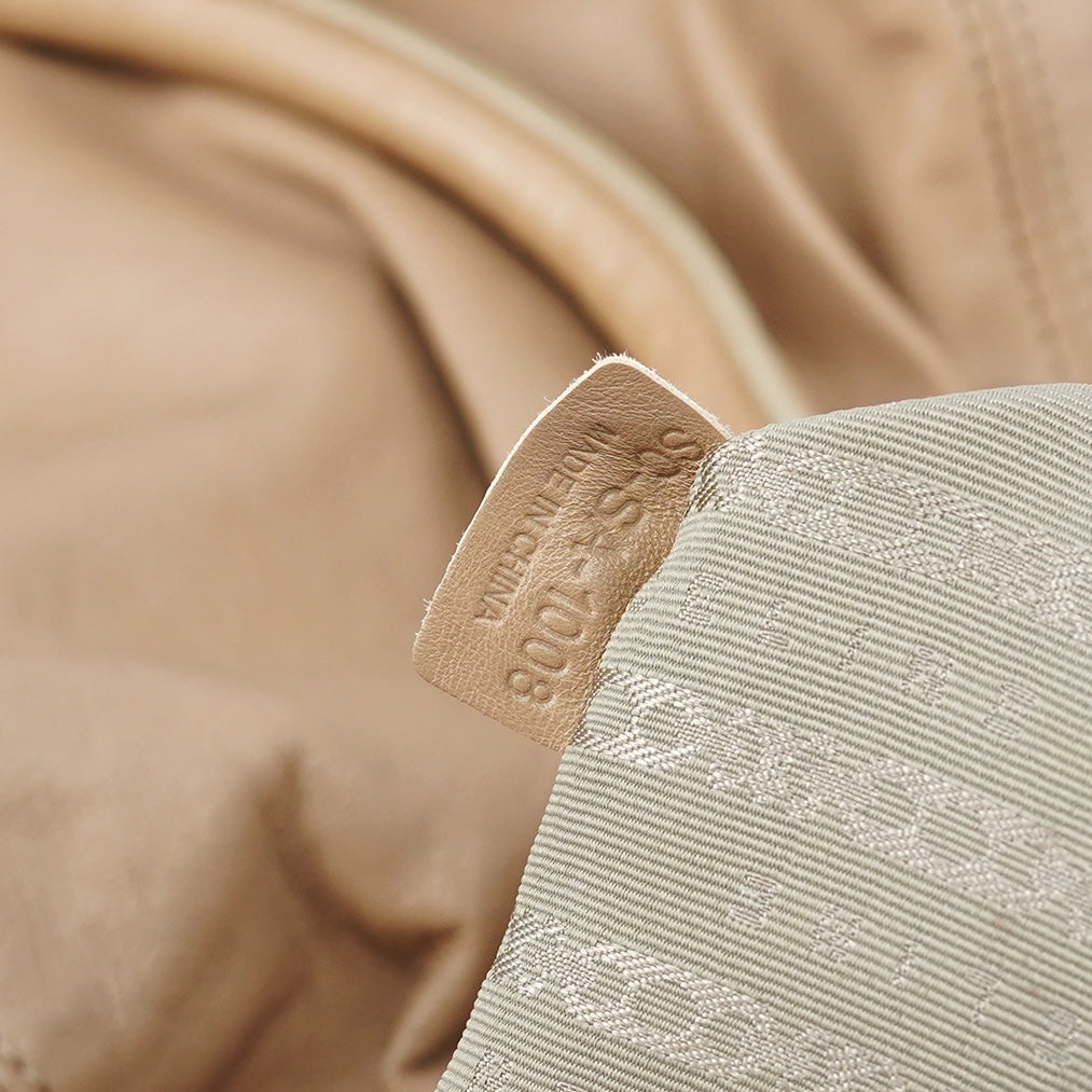 Beige Leather Pillow Tote Bag