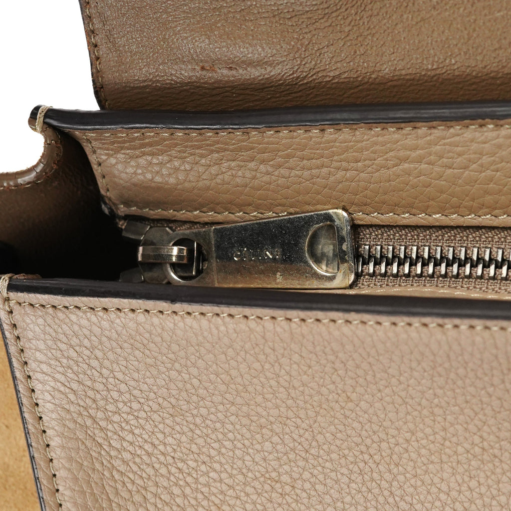 Beige Leather Trapeze 2-Way Bag