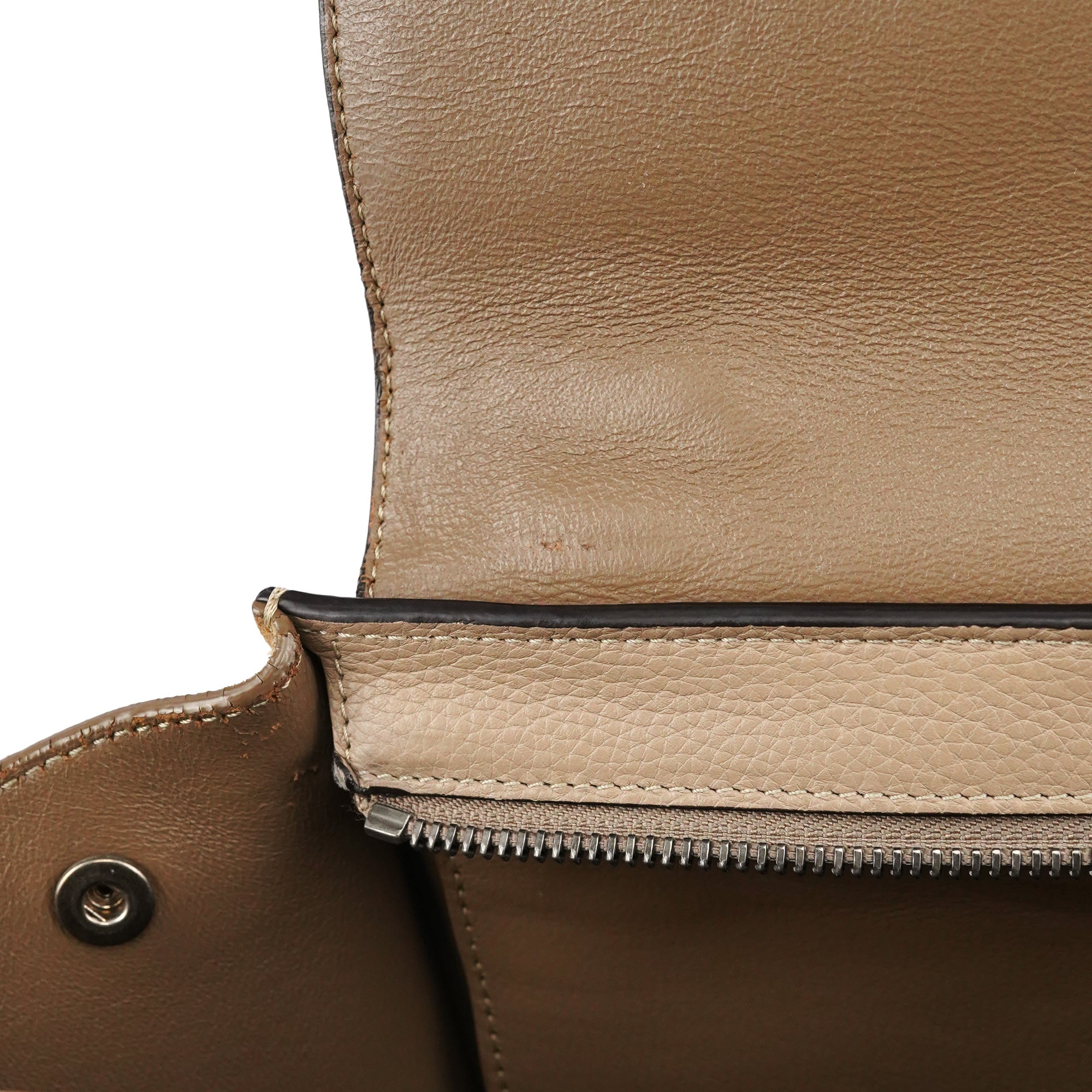 Beige Leather Trapeze 2-Way Bag