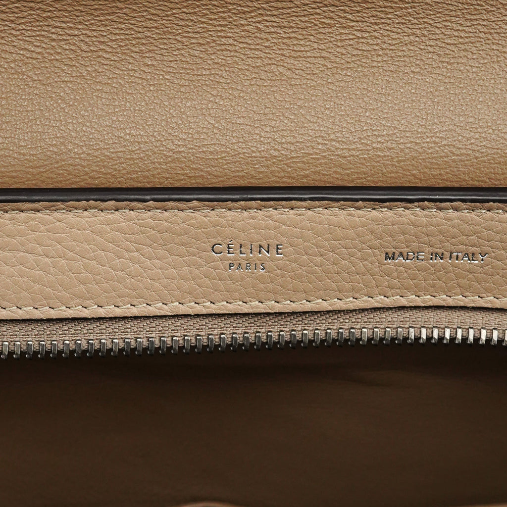Beige Leather Trapeze 2-Way Bag