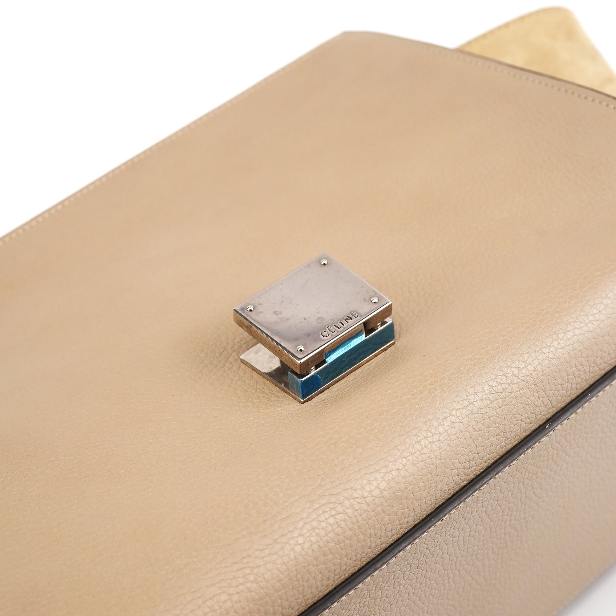Beige Leather Trapeze 2-Way Bag