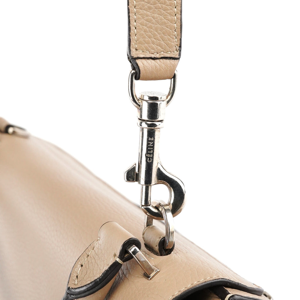Beige Leather Trapeze 2-Way Bag