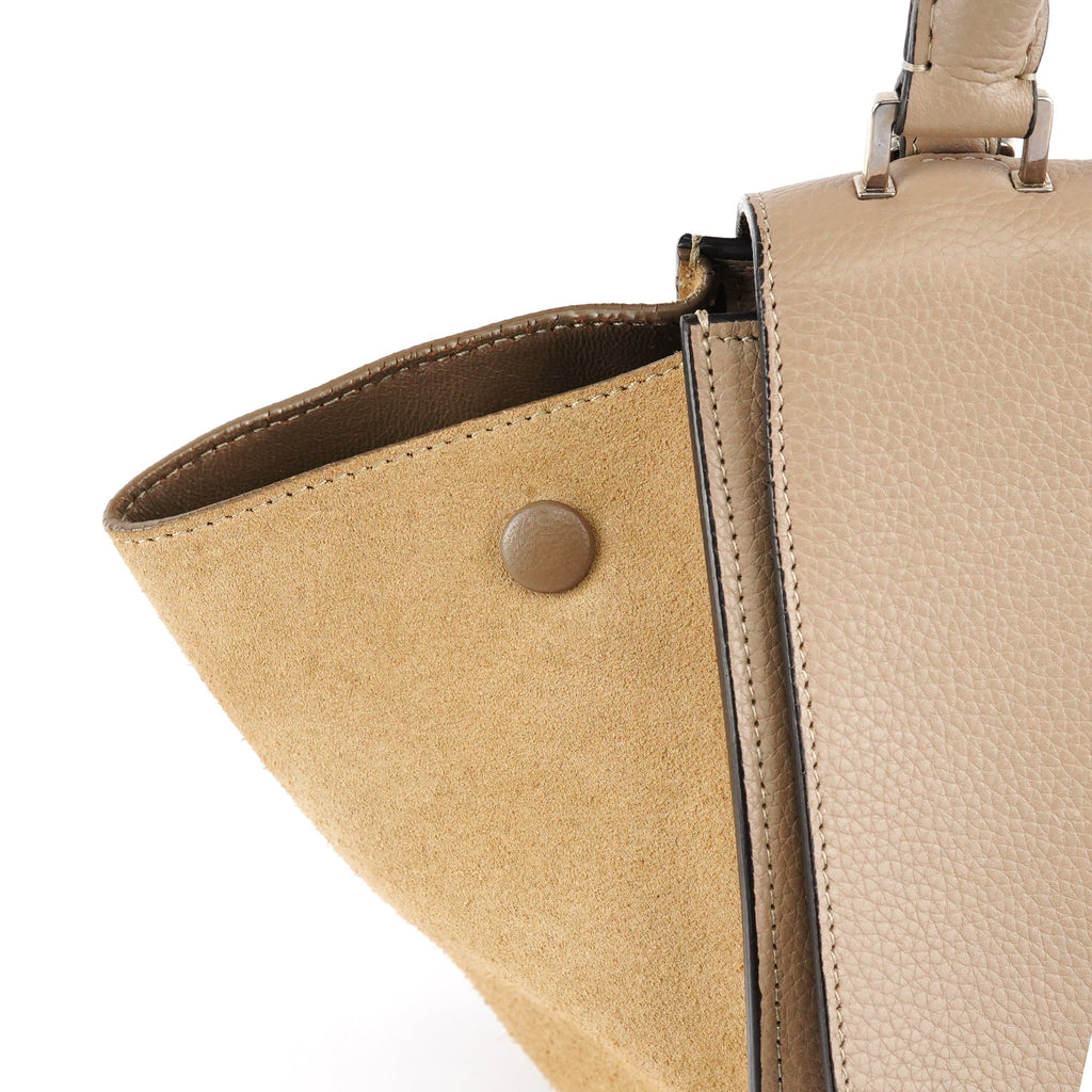 Beige Leather Trapeze 2-Way Bag