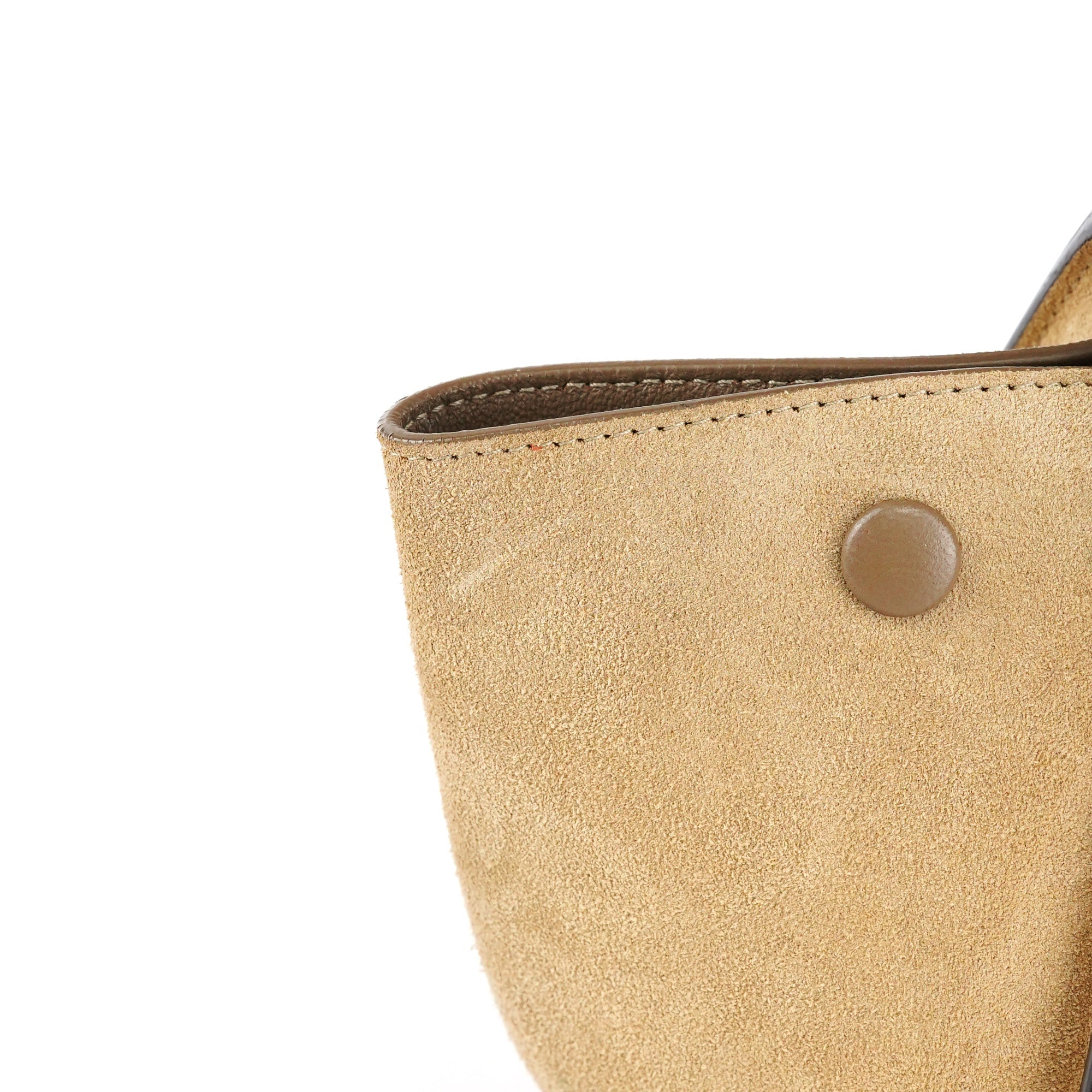 Beige Leather Trapeze 2-Way Bag