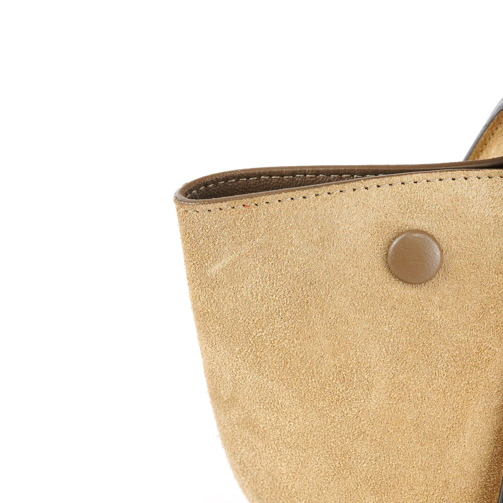 Beige Leather Trapeze 2-Way Bag