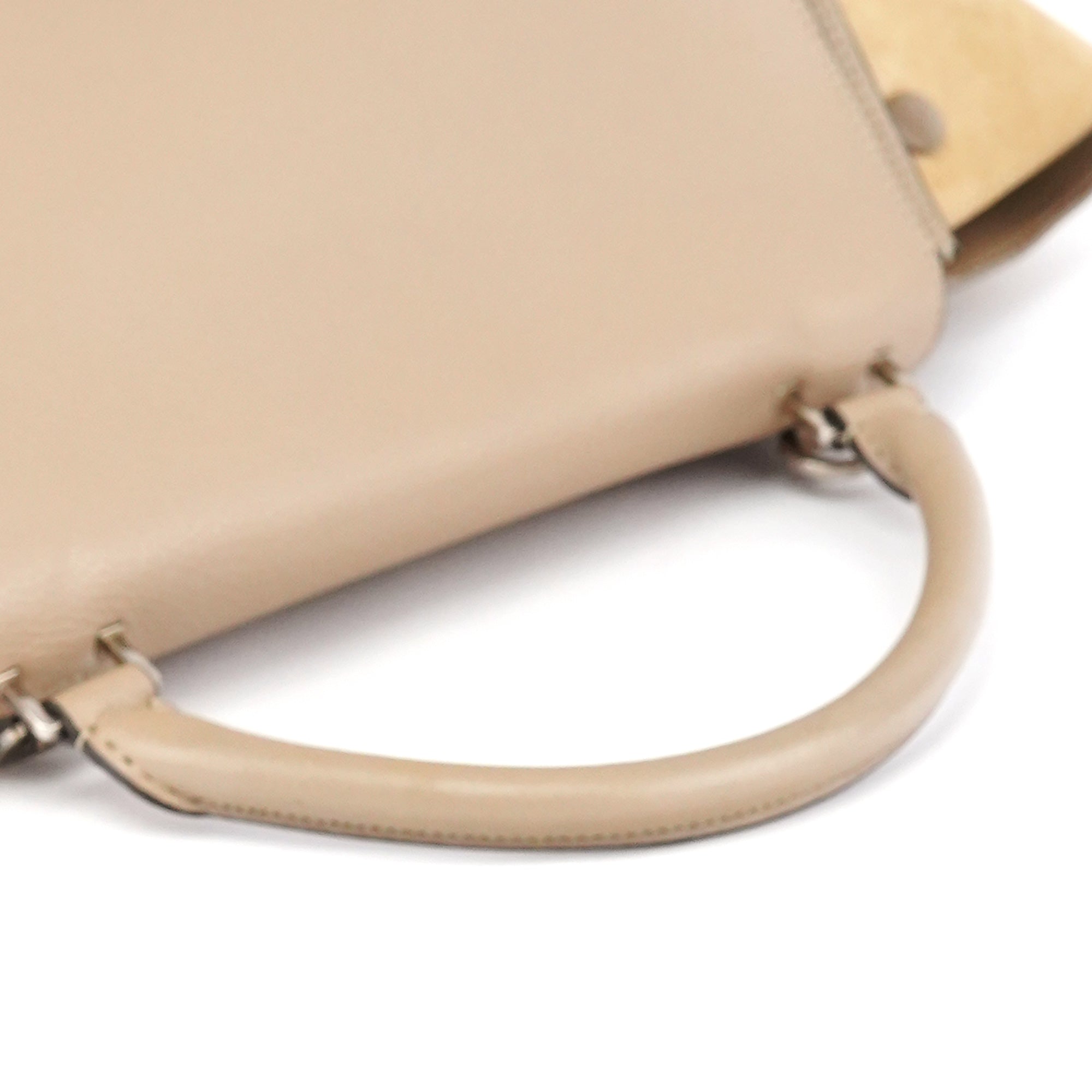Beige Leather Trapeze 2-Way Bag