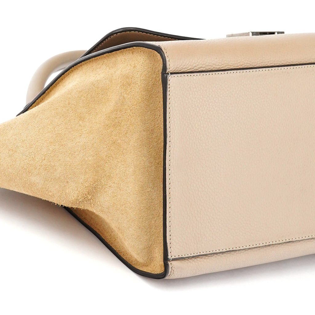 Beige Leather Trapeze 2-Way Bag