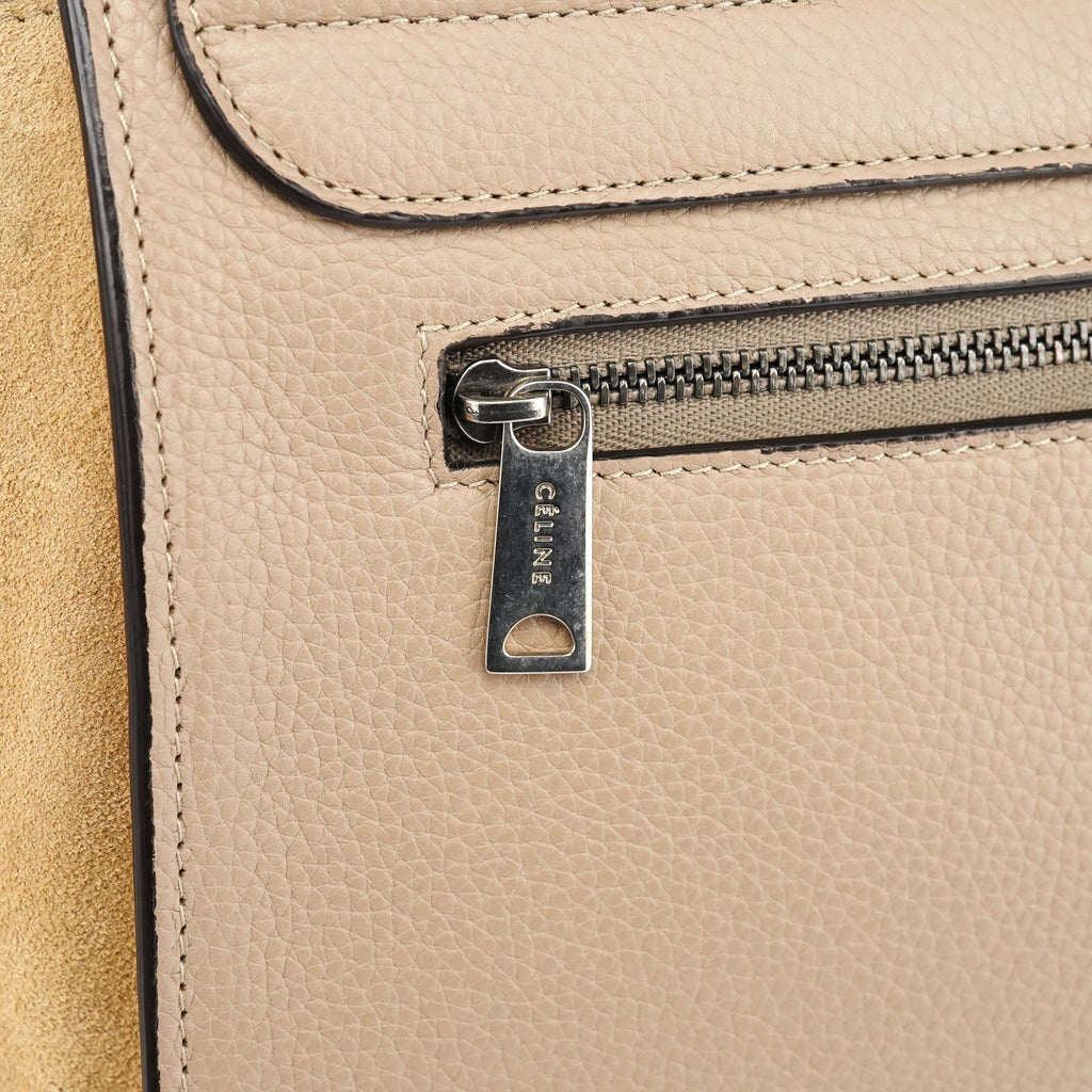 Beige Leather Trapeze 2-Way Bag