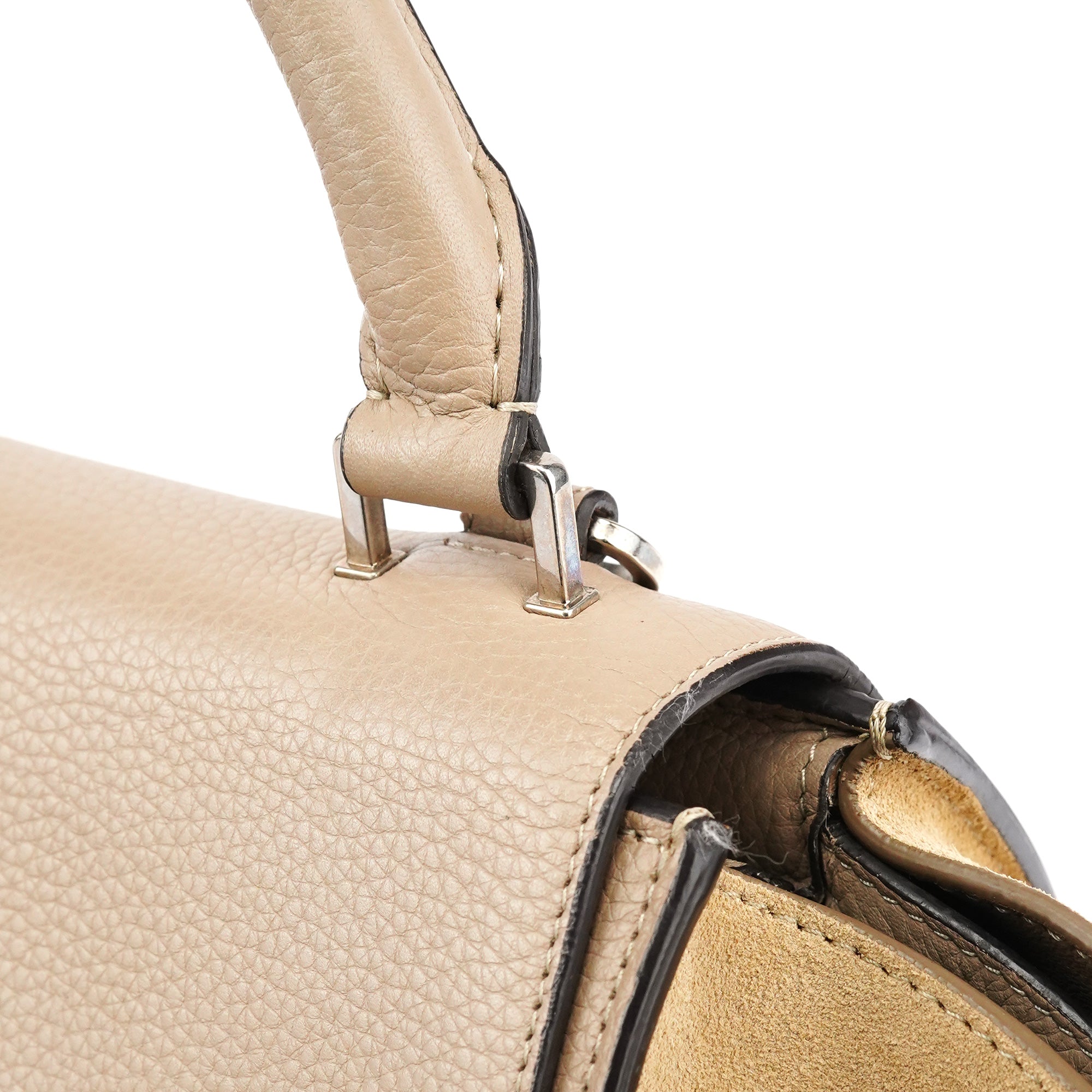 Beige Leather Trapeze 2-Way Bag